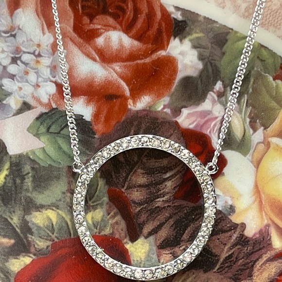 Fashionable LARGE Circle Pendant Full of Top Grade Brilliant Crystals 16” & 18”L - Picture 6 of 7